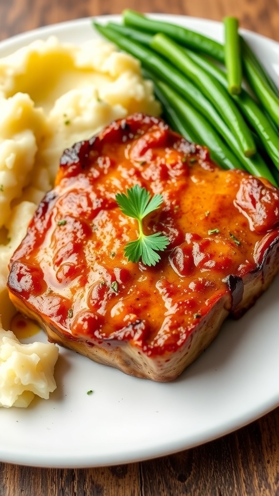 Crispy Air Fryer Cube Steak Recipe Crispy air fryer cube steak on a plate with mashed potatoes and green beans.